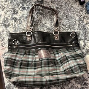 Coach poppy tote plaid